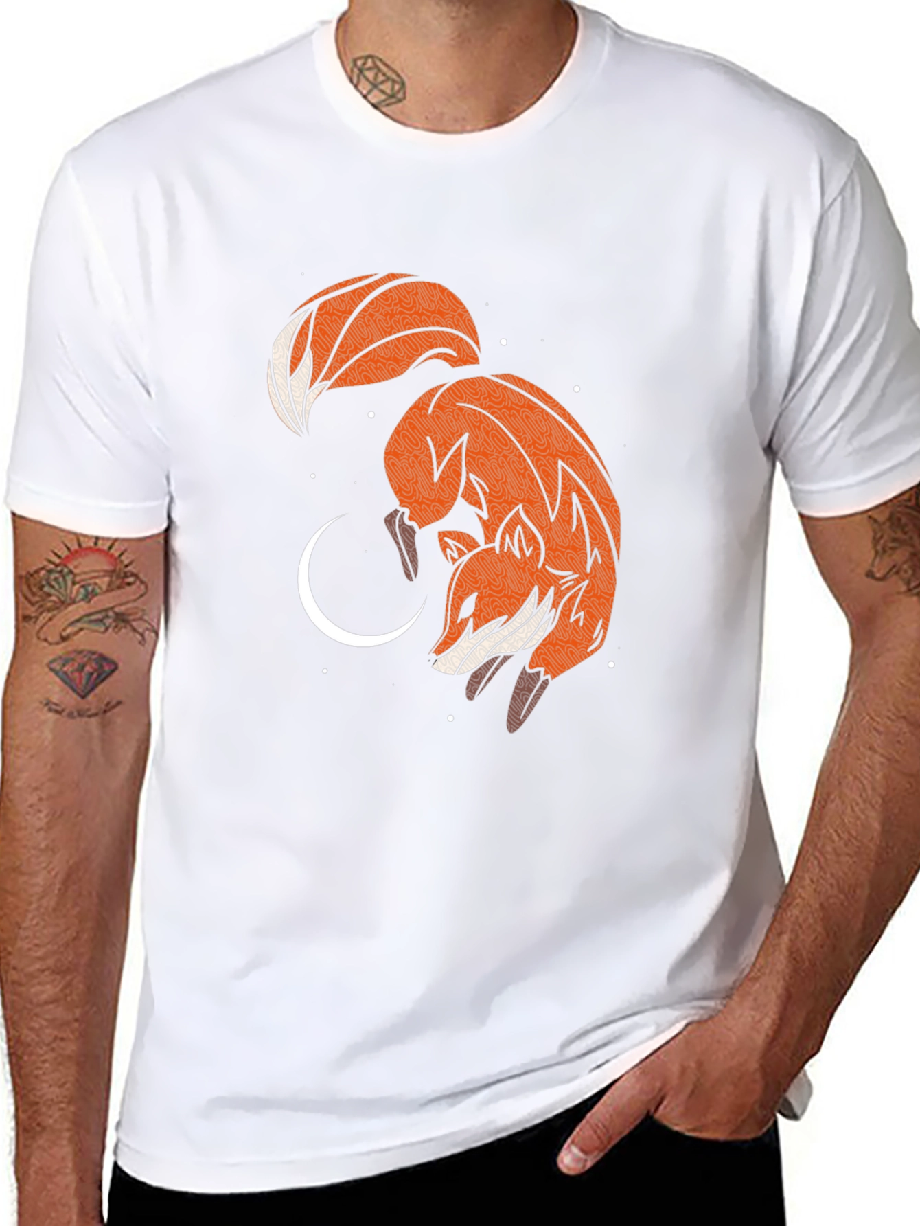 Fox & Moon Graphic Tee - Black Cotton Blend