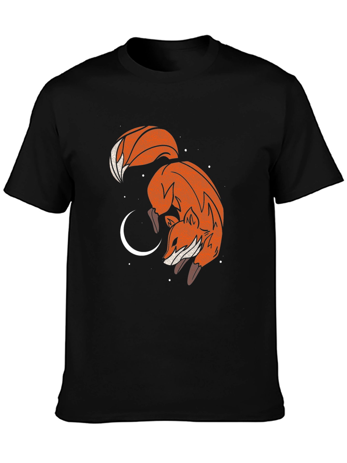 Fox & Moon Graphic Tee - Black Cotton Blend