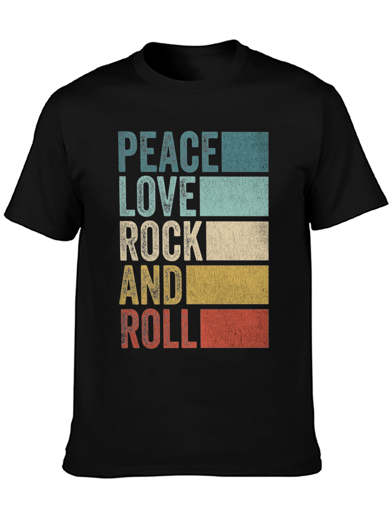 Peace Love Rock and Roll Mens Graphic T-Shirt