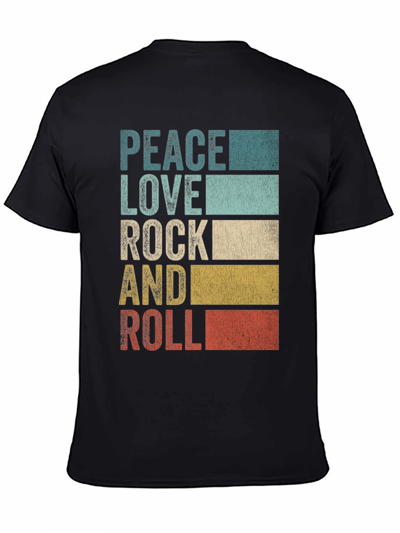 Peace Love Rock and Roll Mens Graphic T-Shirt