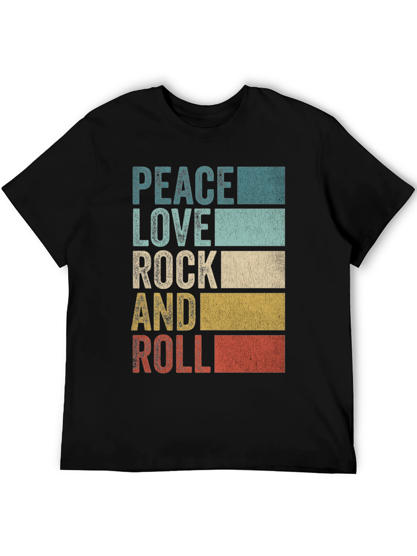 Peace Love Rock and Roll Mens Graphic T-Shirt