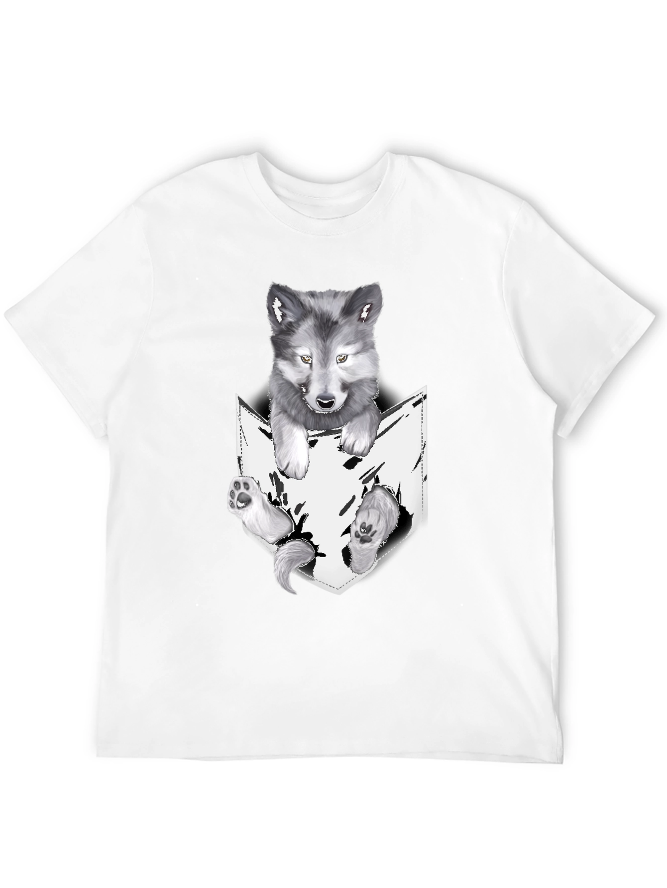 Wolf Pup in Pocket Graphic Tee - Black