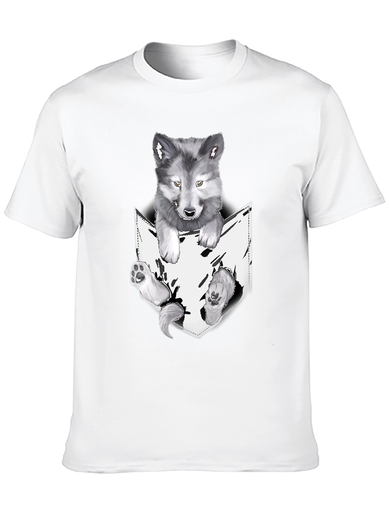 Wolf Pup in Pocket Graphic Tee - Black