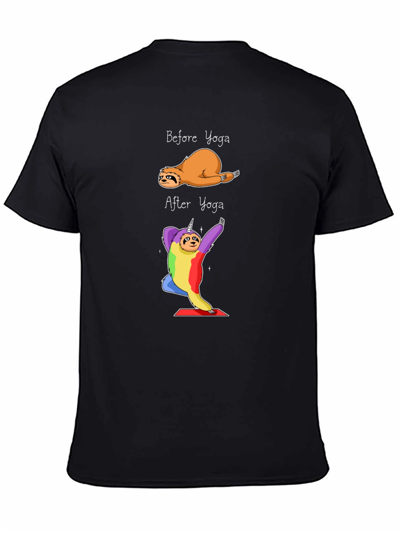 Yoga Sloth Graphic Tee - Black Cotton T-Shirt