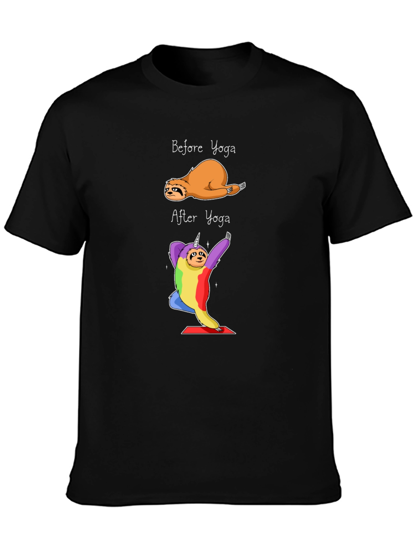 Yoga Sloth Graphic Tee - Black Cotton T-Shirt