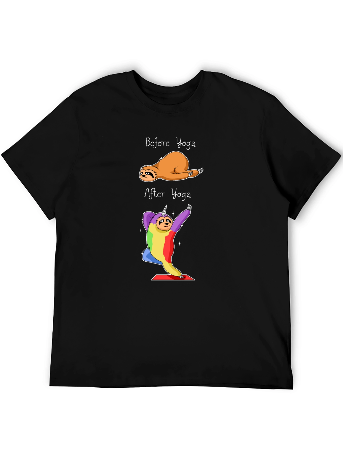 Yoga Sloth Graphic Tee - Black Cotton T-Shirt