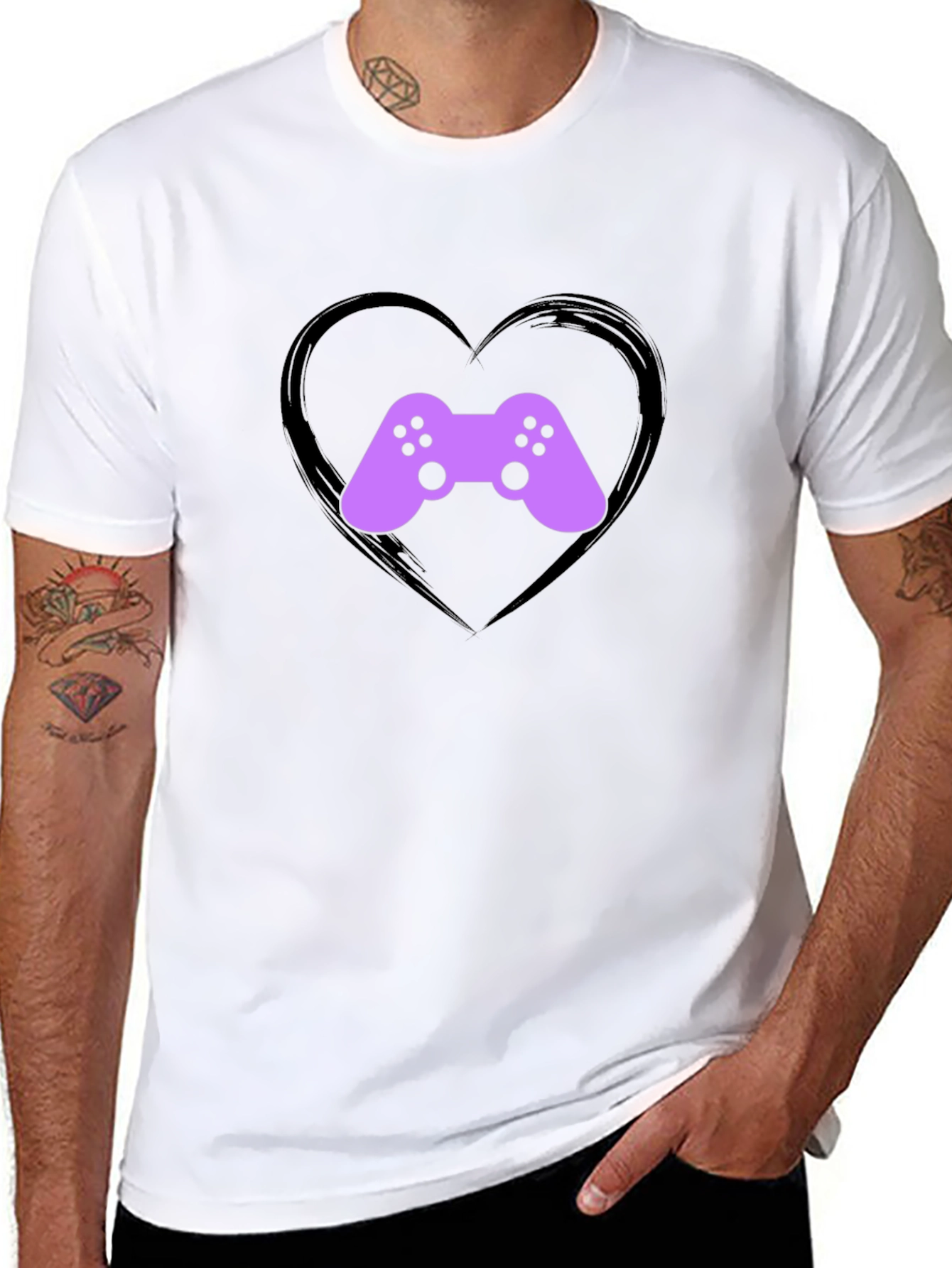 Gamer Heart T-Shirt - Black Casual Tee