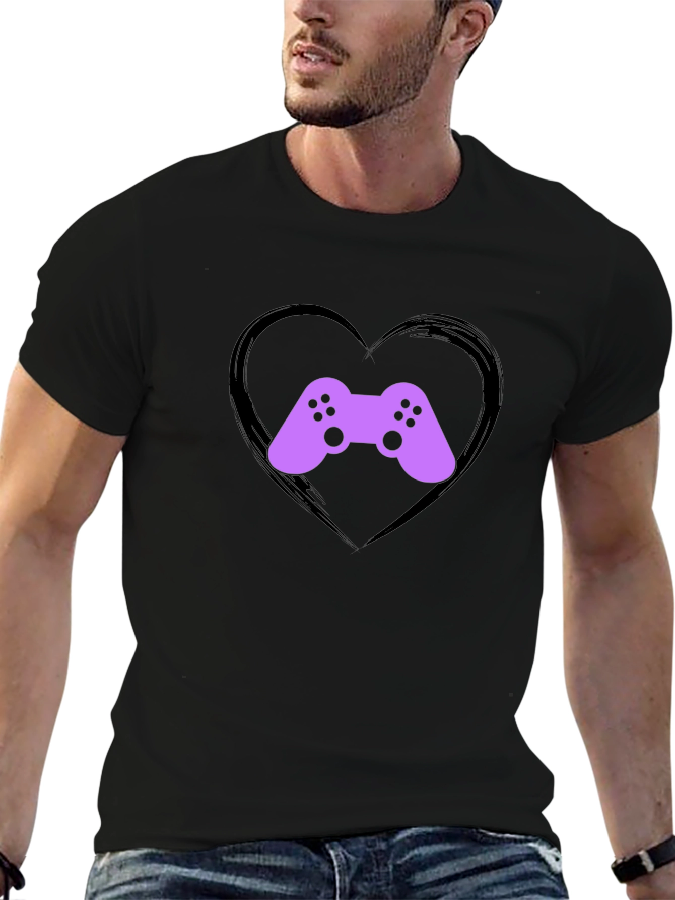 Gamer Heart T-Shirt - Black Casual Tee