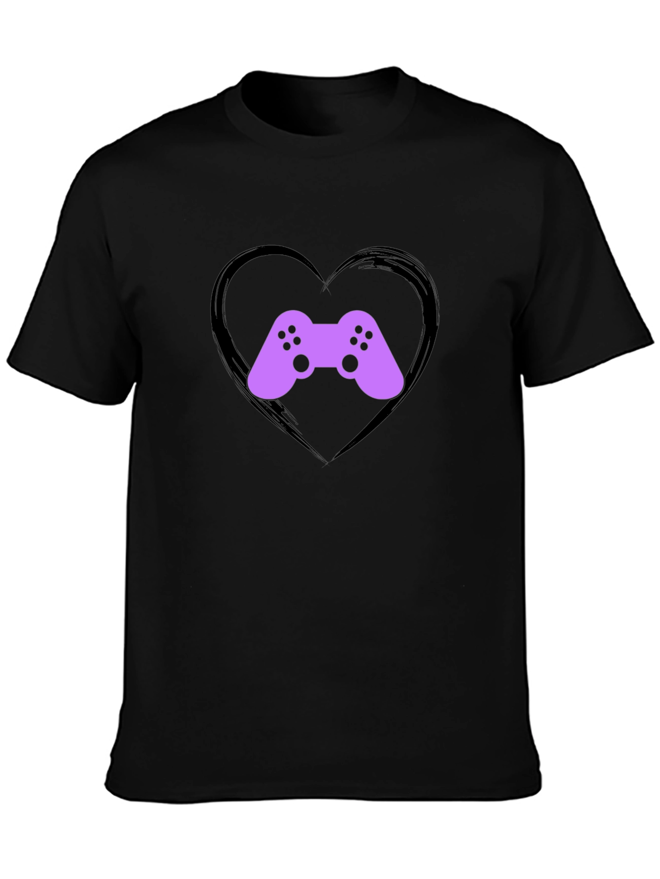 Gamer Heart T-Shirt - Black Casual Tee