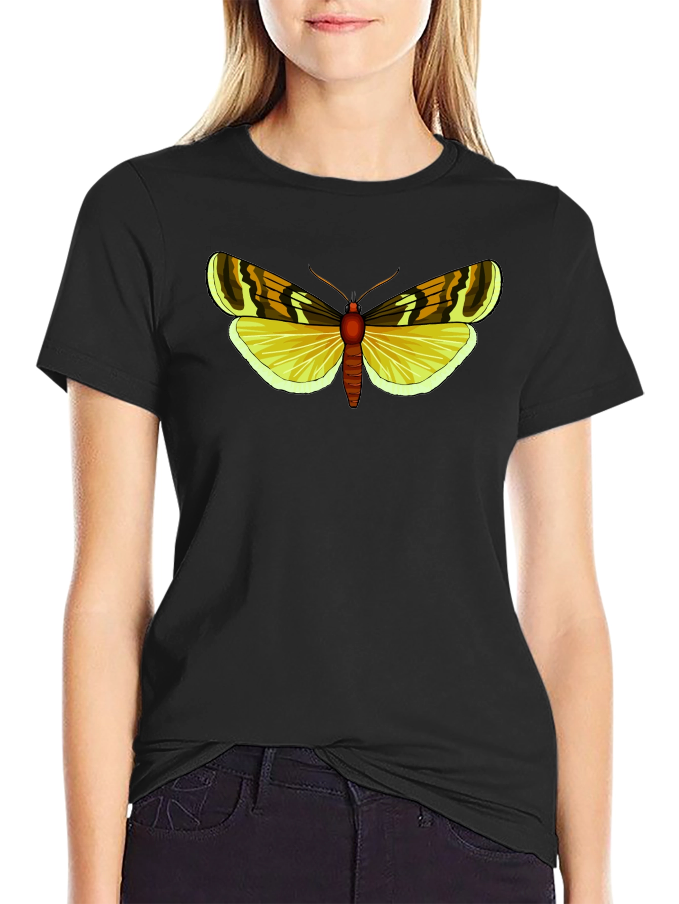 Butterfly Graphic Tee - Black Cotton Blend