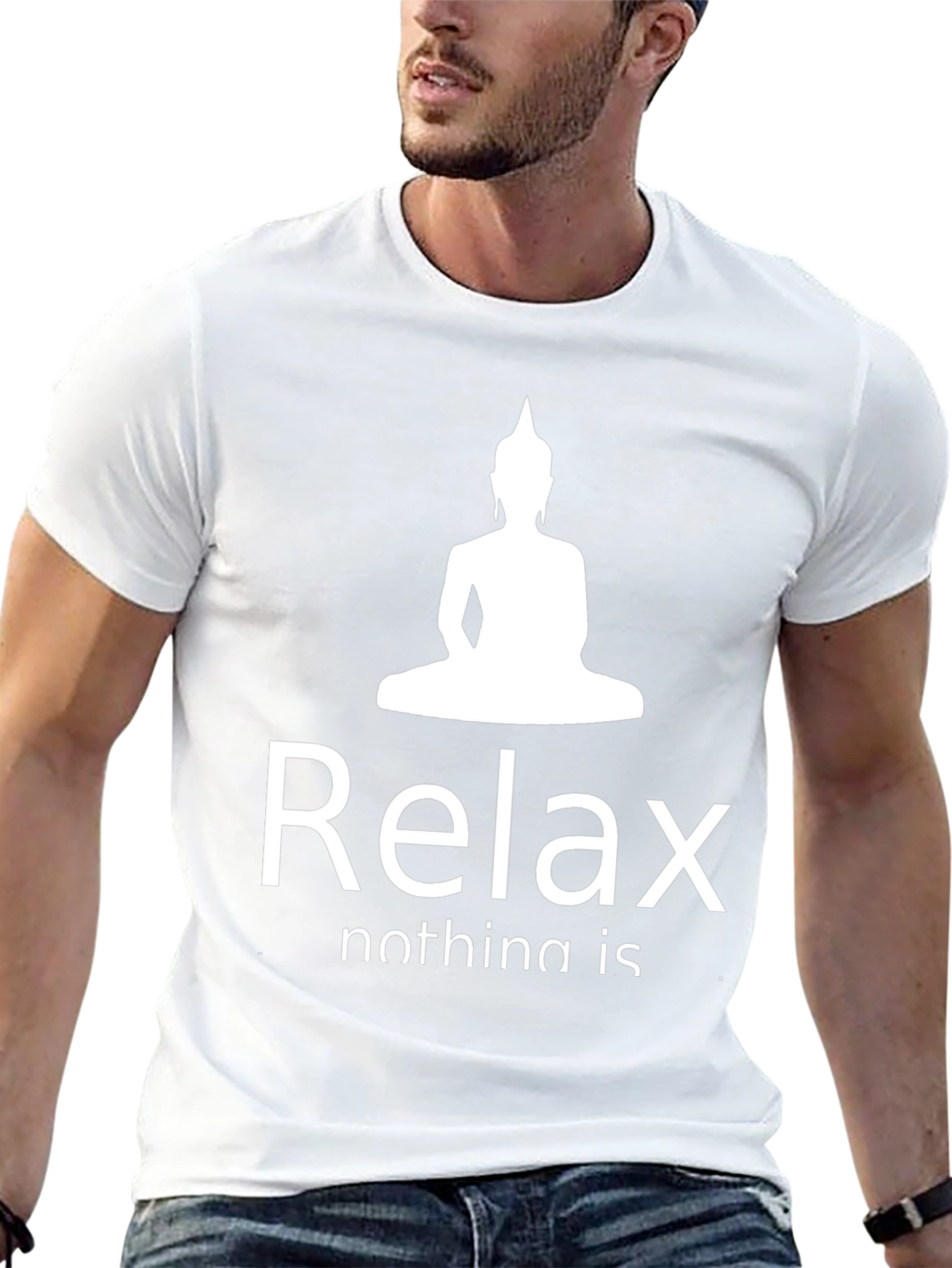 Relax Buddha Graphic T-Shirt - Black