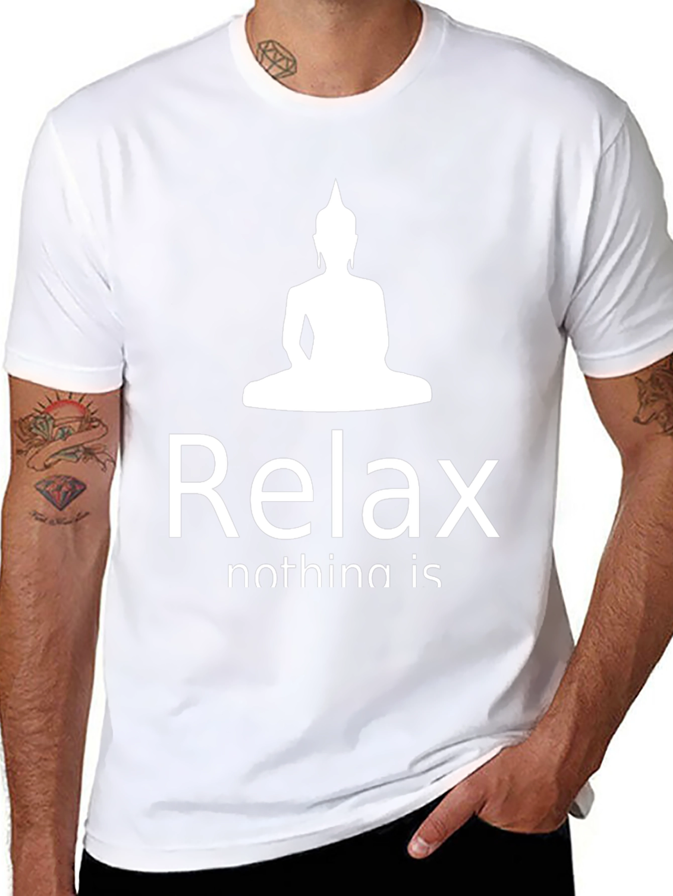 Relax Buddha Graphic T-Shirt - Black