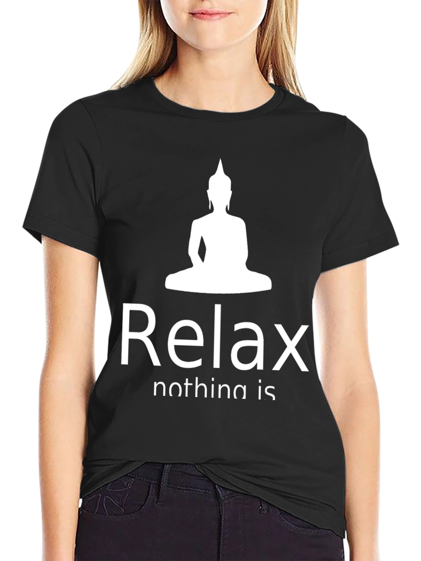 Relax Buddha Graphic T-Shirt - Black