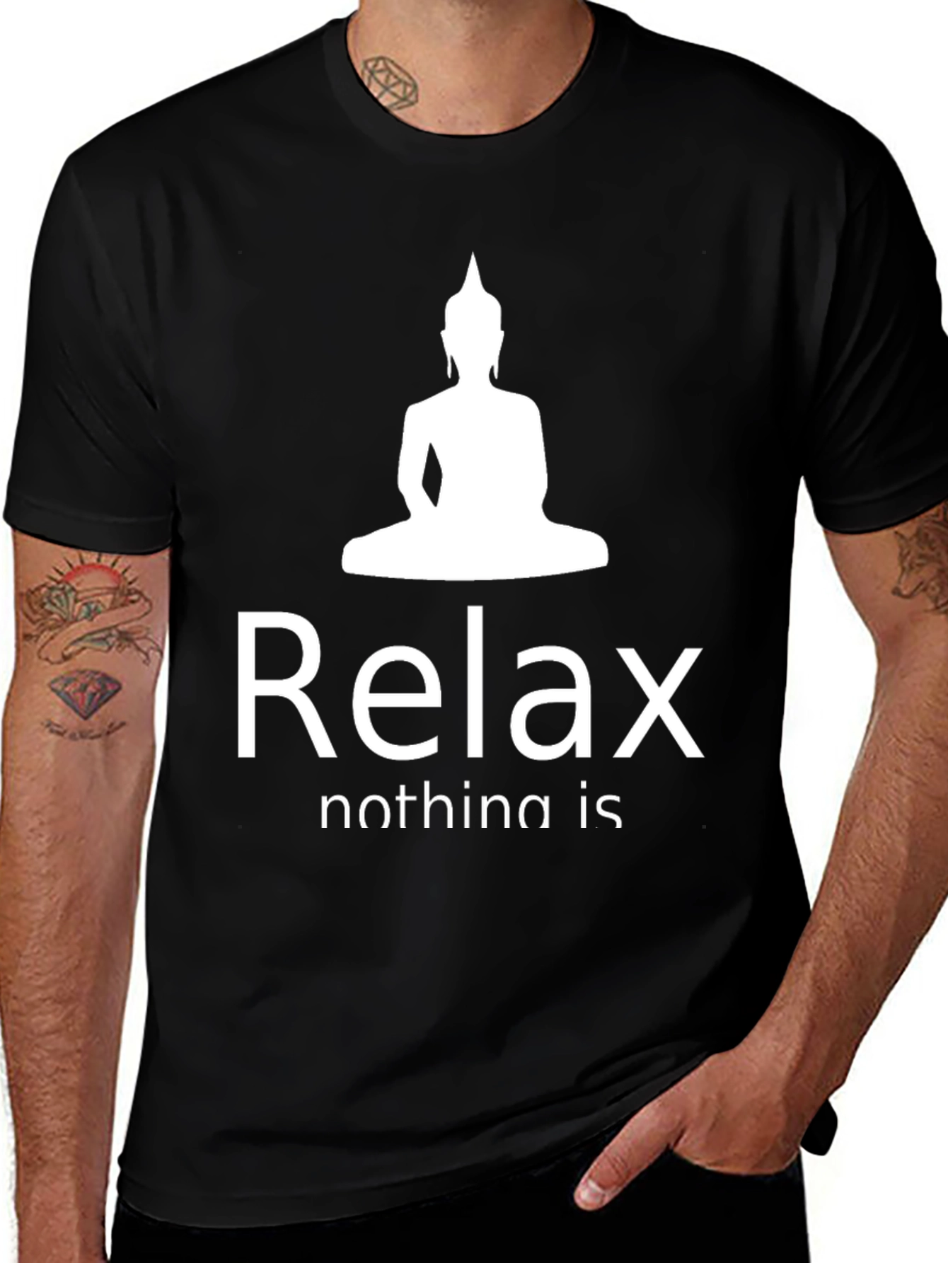 Relax Buddha Graphic T-Shirt - Black
