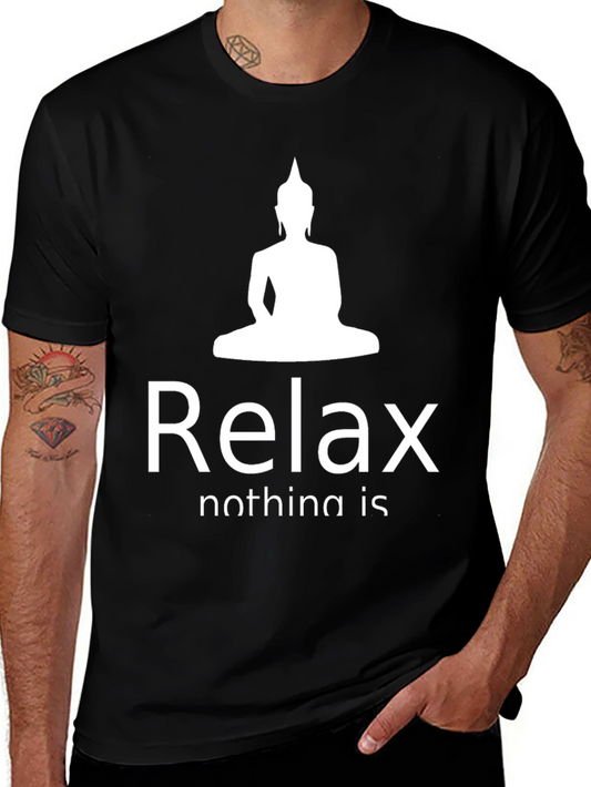 Relax Buddha Graphic T-Shirt - Black