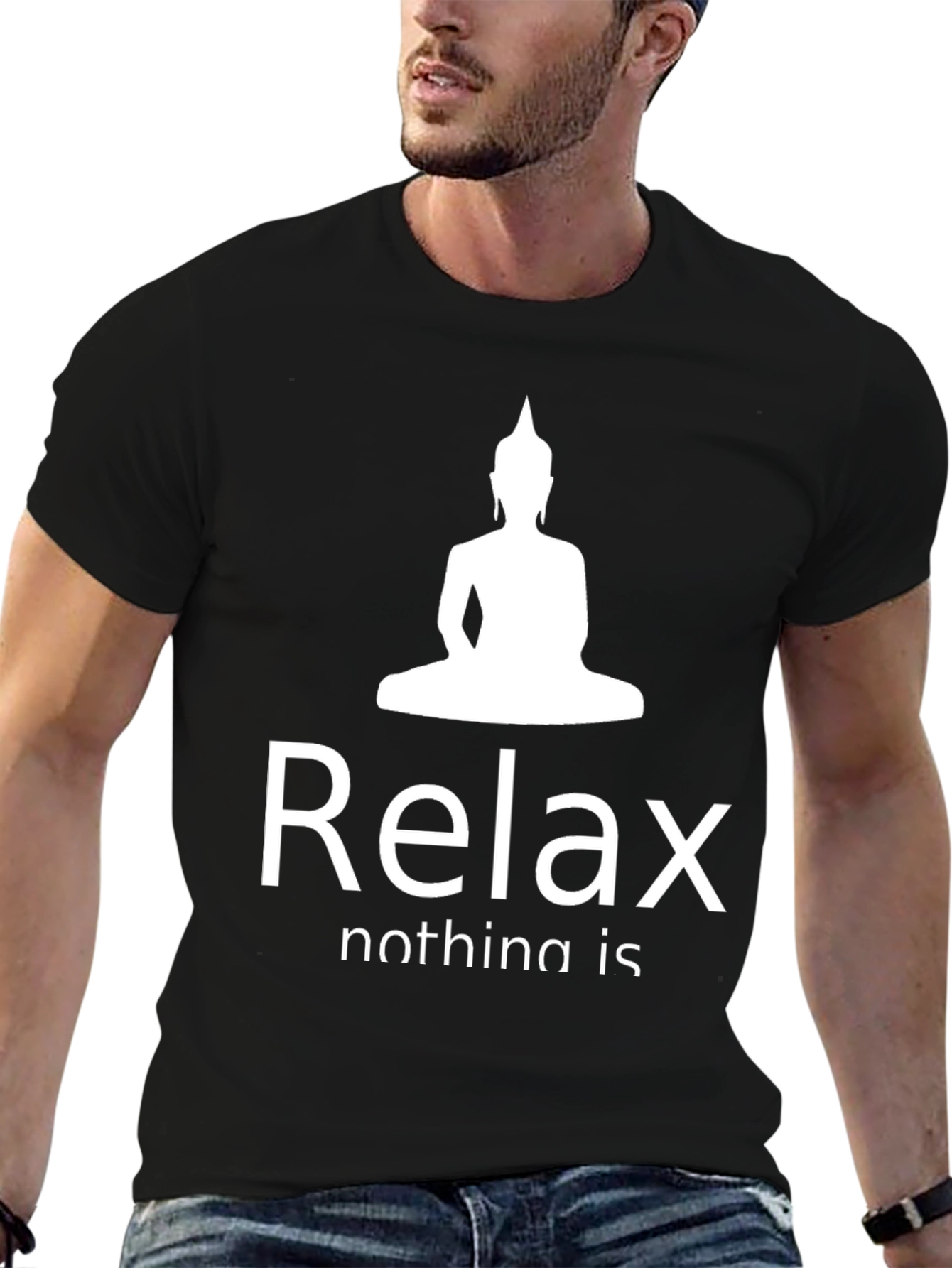 Relax Buddha Graphic T-Shirt - Black