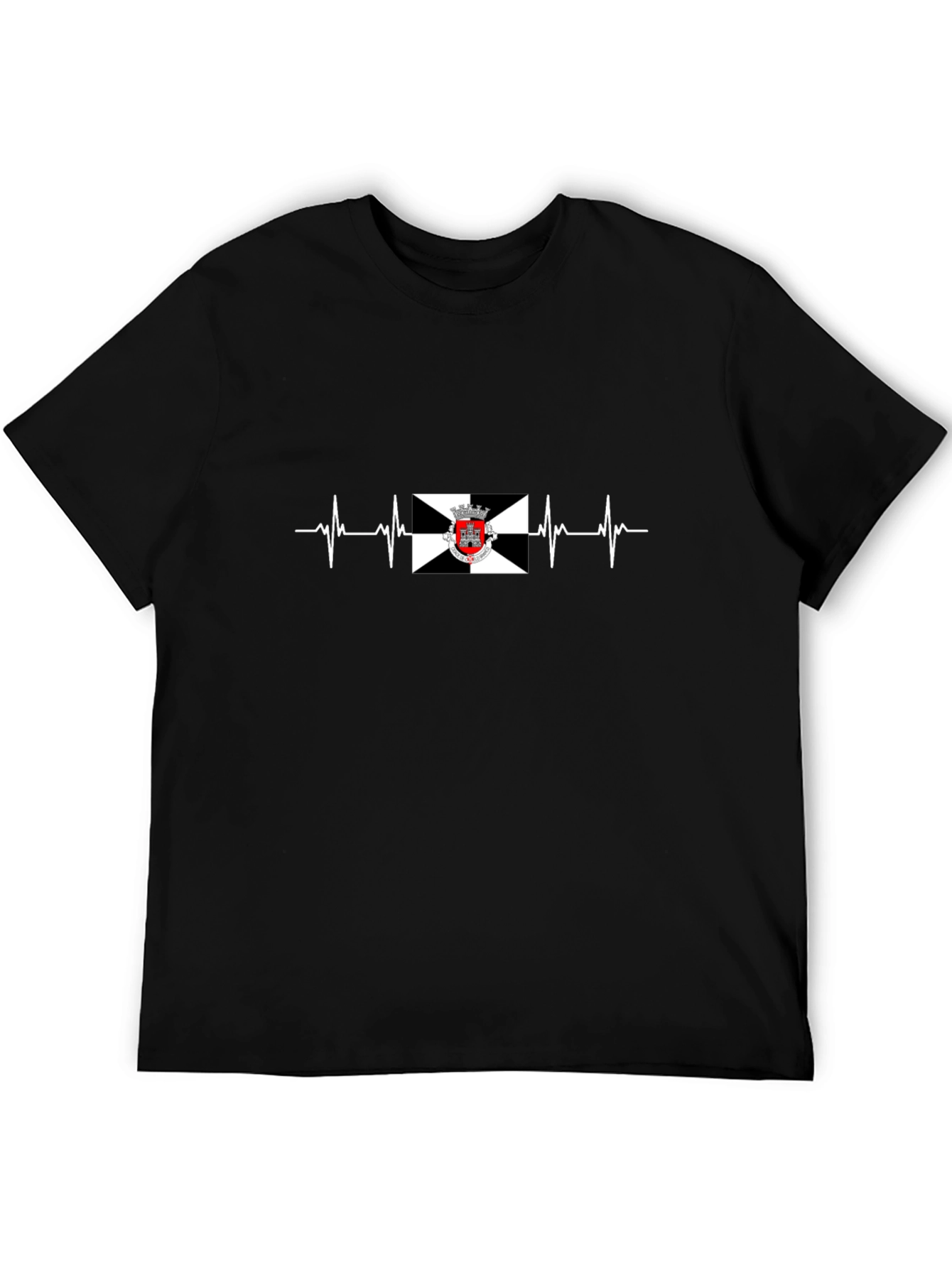Black T-Shirt with Heartbeat Design