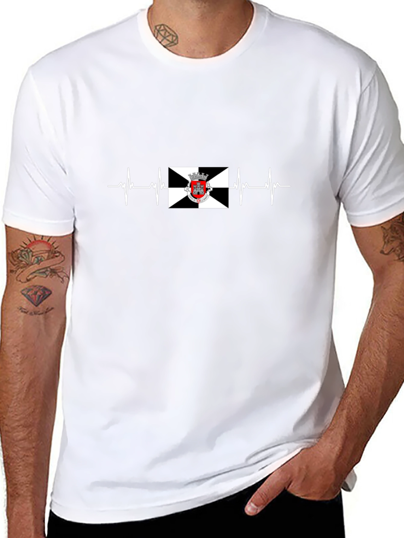 Black T-Shirt with Heartbeat Design