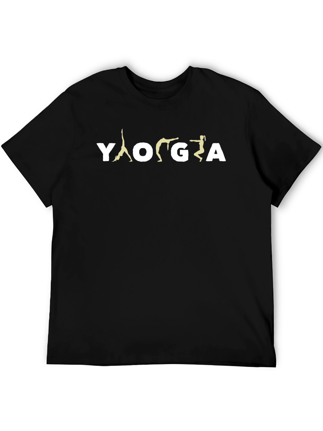 Yoga Pose Graphic T-Shirt - Black Cotton Blend
