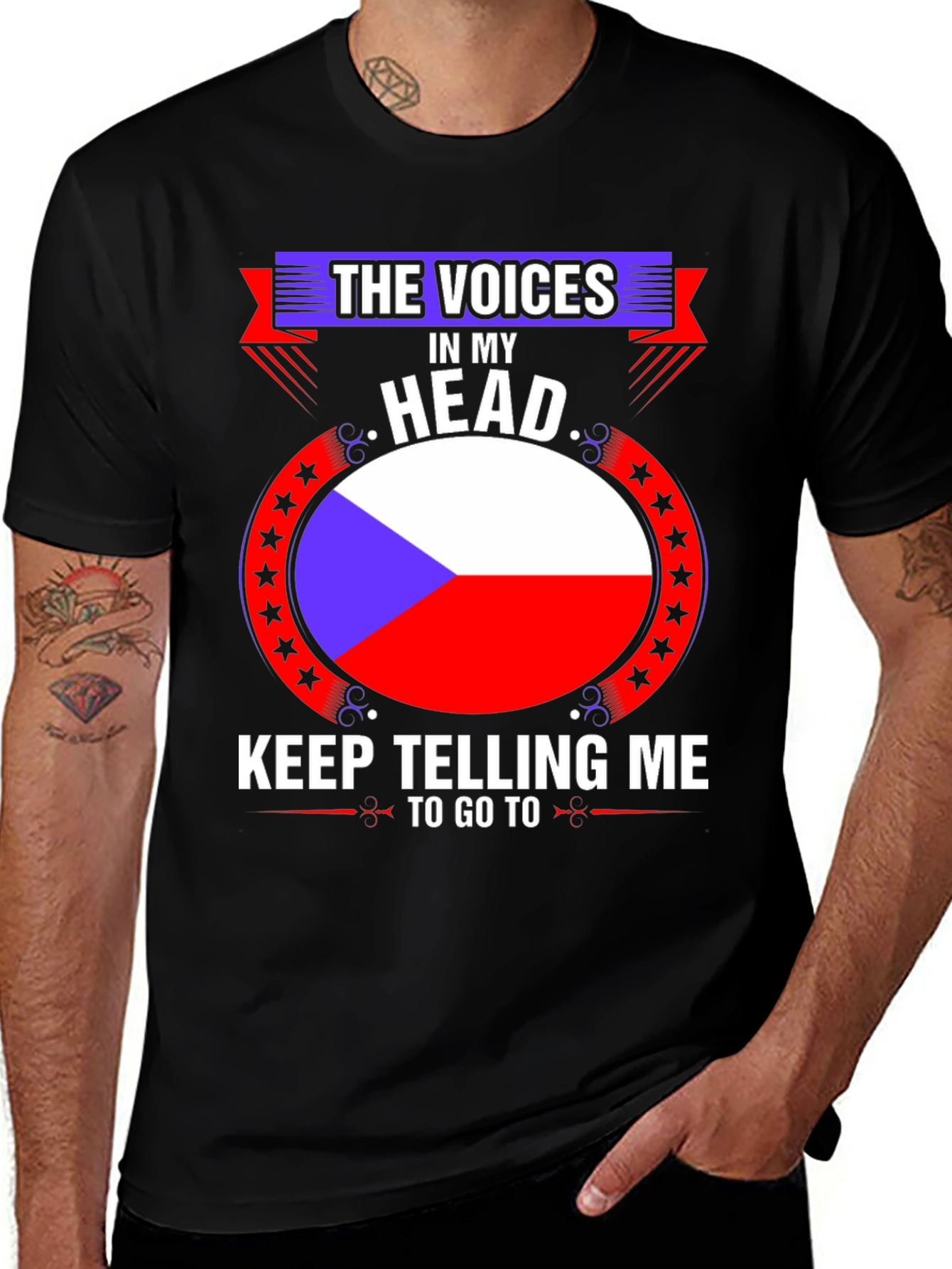 Czech Republic Flag T-Shirt:  The Voices in My Head