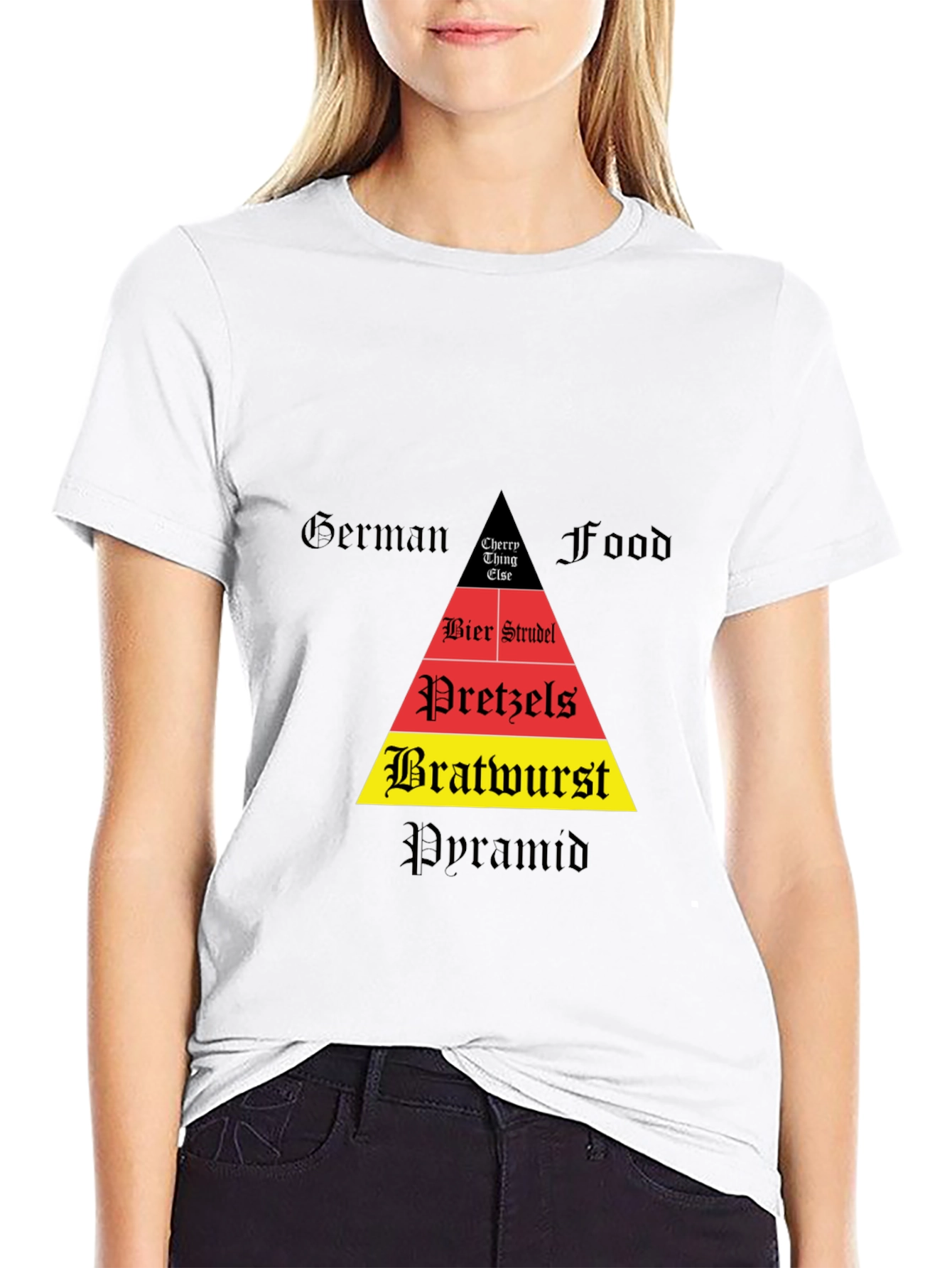 German Food Pyramid T-Shirt Bratwurst Pretzel Beer