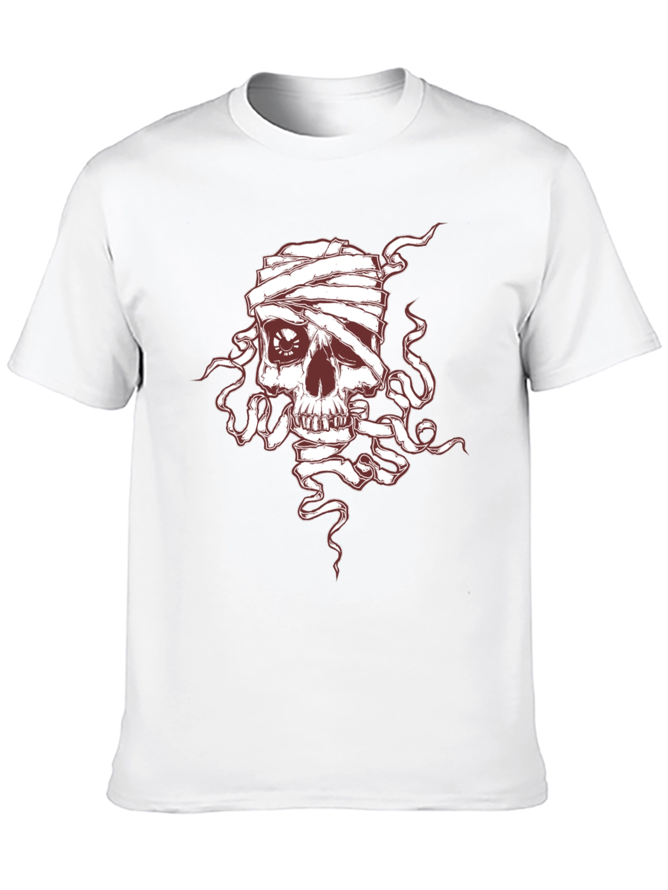 Skull Mummy Graphic Tee - Black Cotton T-Shirt