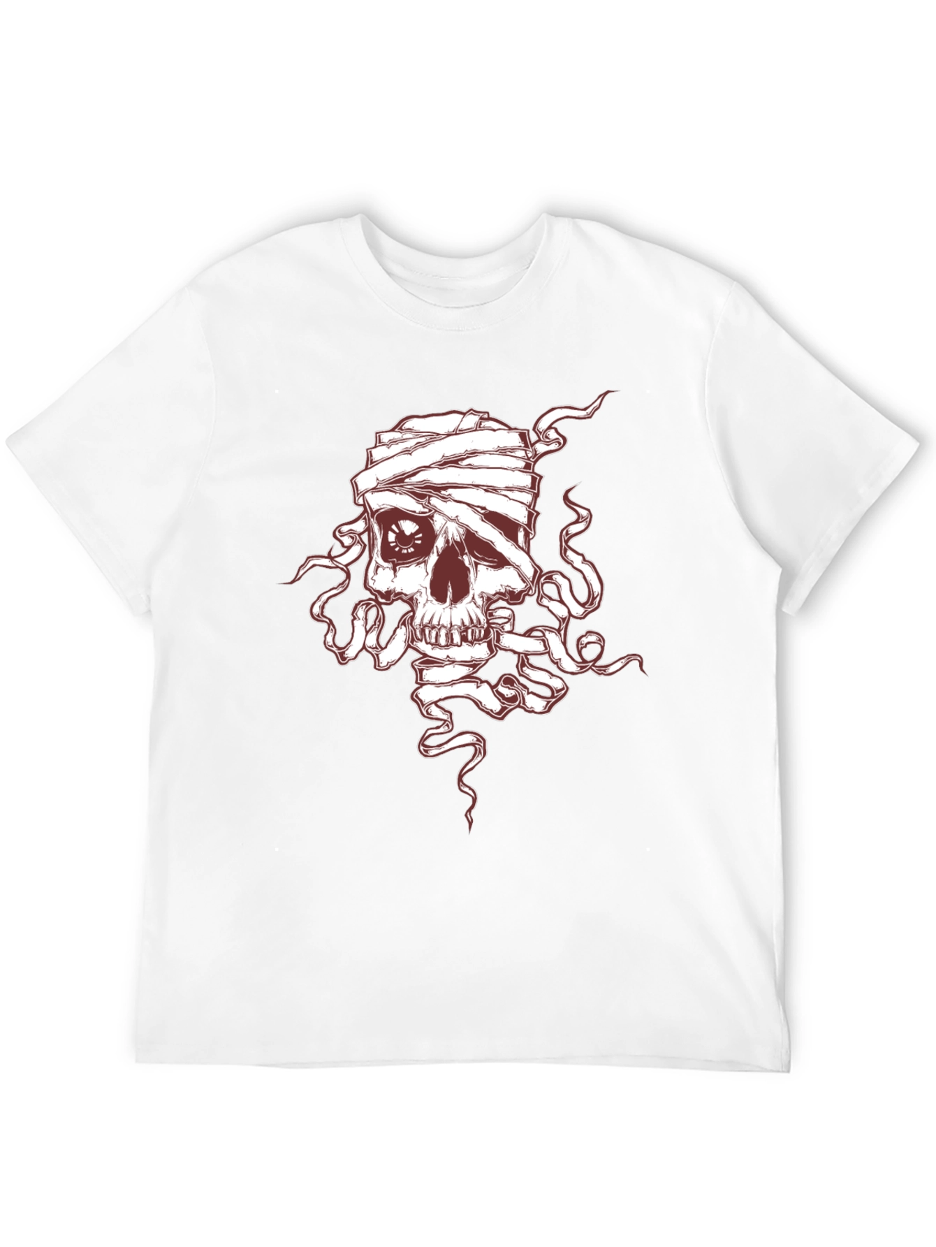 Skull Mummy Graphic Tee - Black Cotton T-Shirt