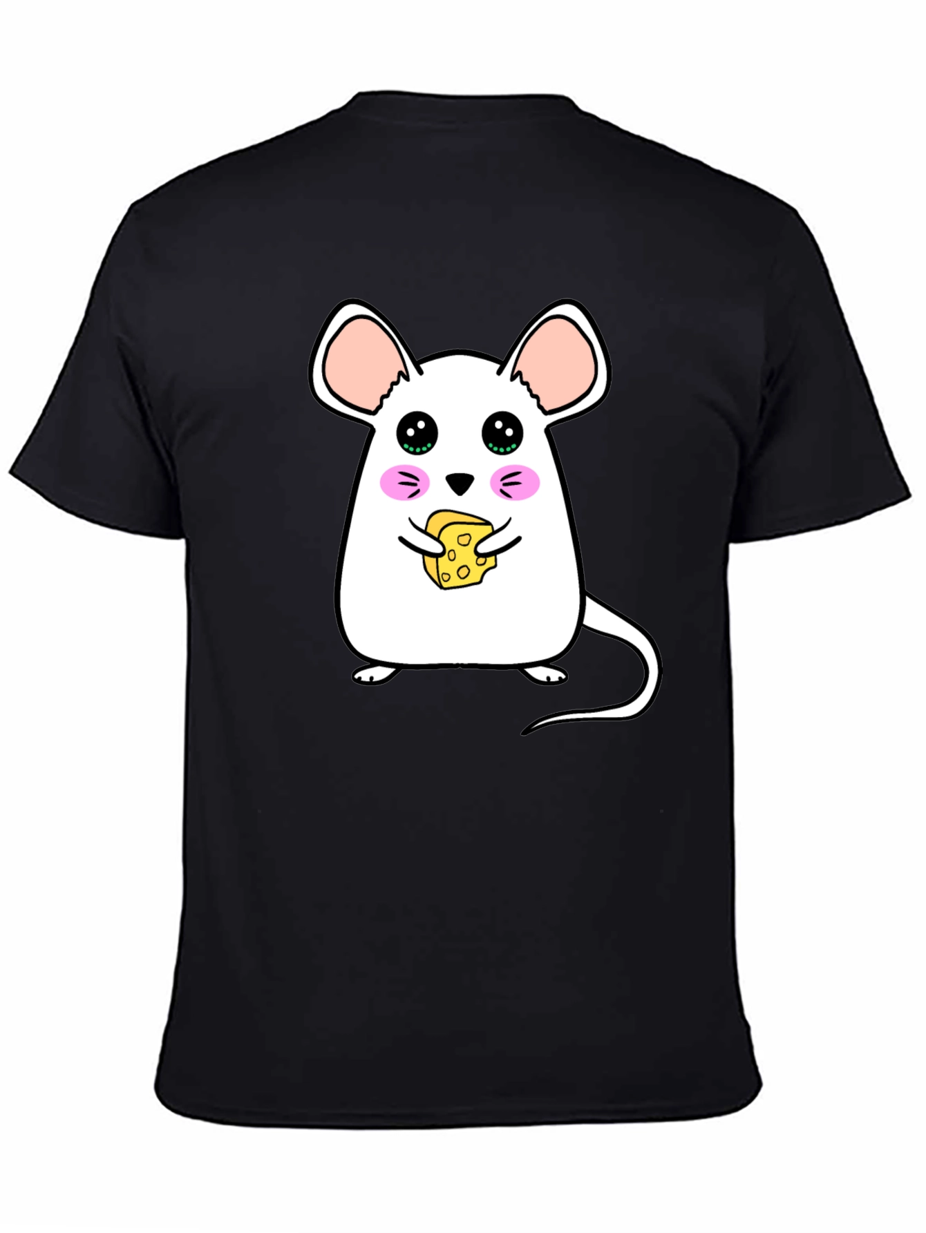 Cute Cartoon Mouse Eating Cheese Graphic T-Shirt