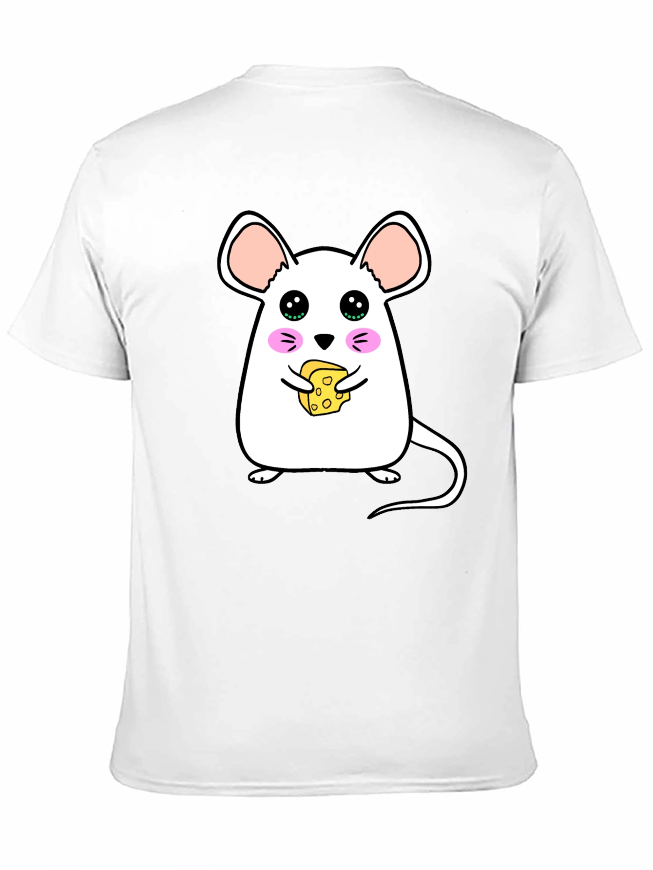 Cute Cartoon Mouse Eating Cheese Graphic T-Shirt