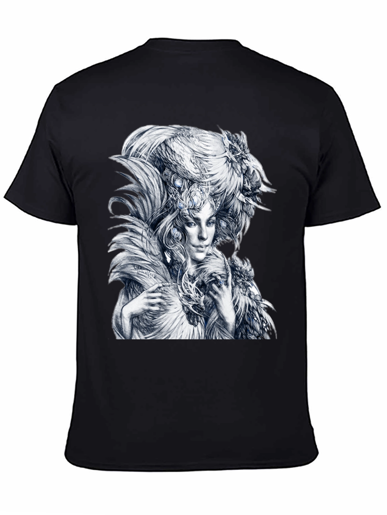 Feathered Woman Graphic Tee - Stylish Black T-Shirt