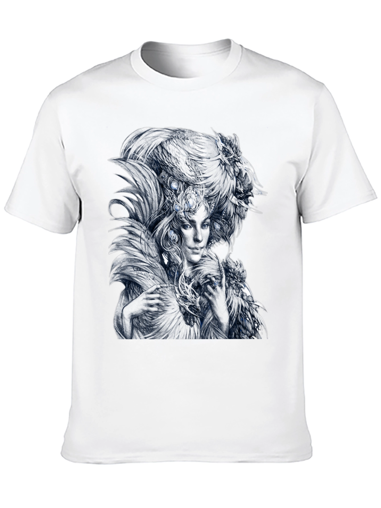 Feathered Woman Graphic Tee - Stylish Black T-Shirt