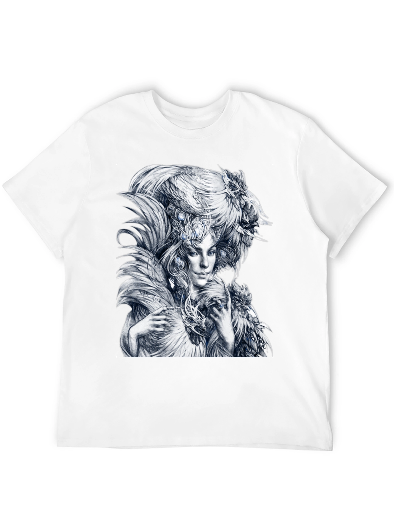Feathered Woman Graphic Tee - Stylish Black T-Shirt