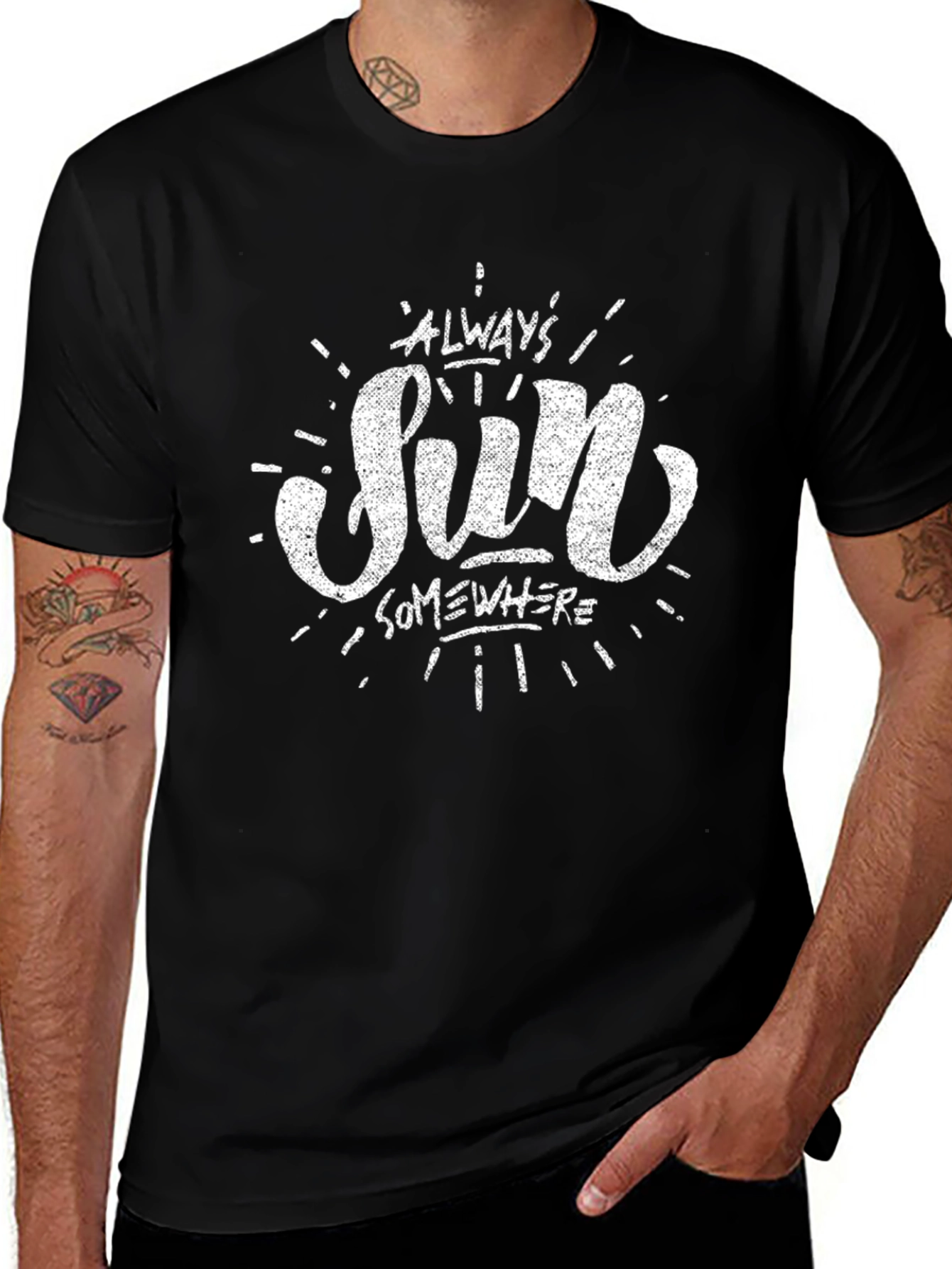Always Sun Somewhere Black Graphic T-Shirt