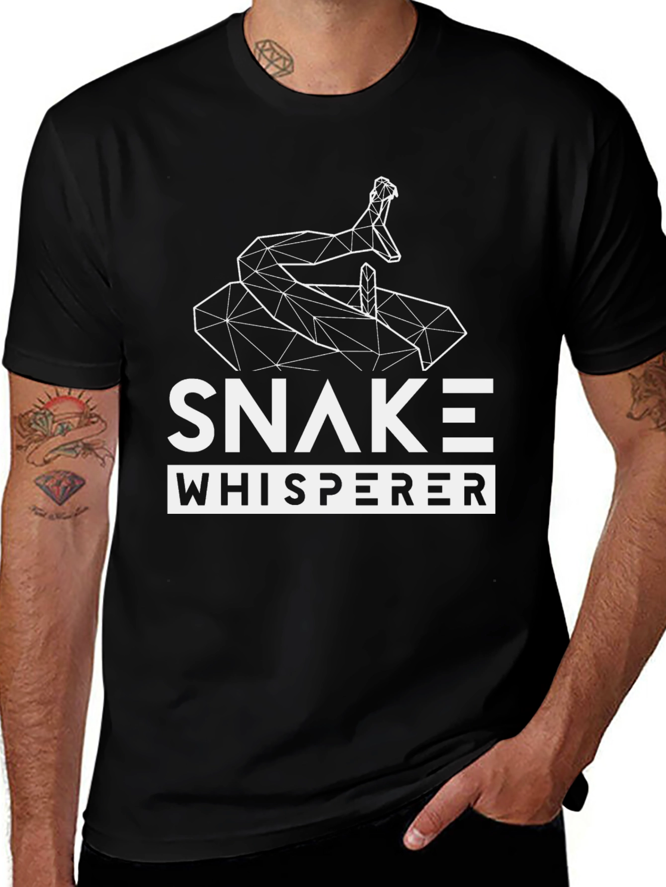 Snake Whisperer Graphic Tee - Modern Geometric Snake Design