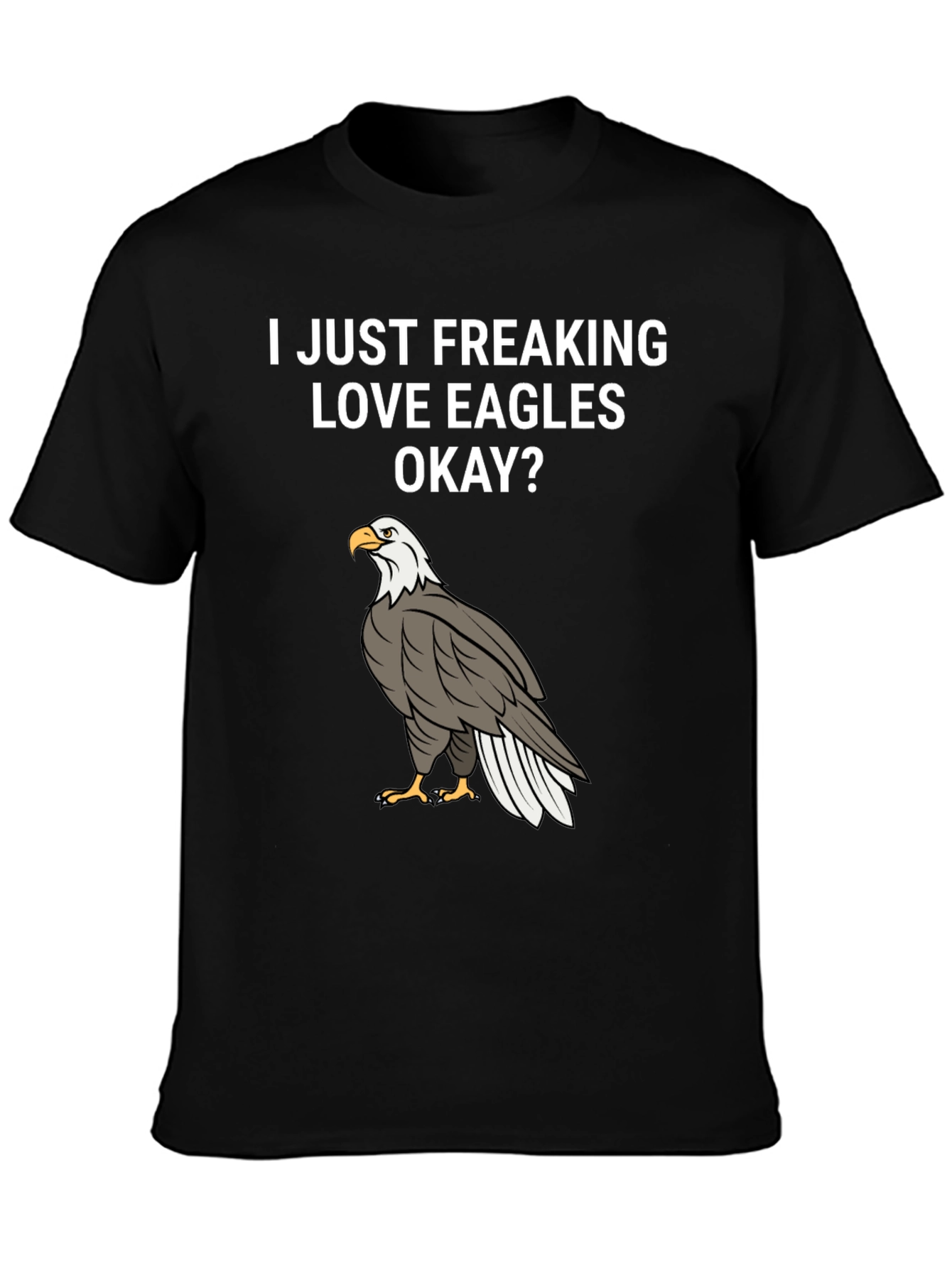 I Love Eagles T-Shirt - Black Cotton Graphic Tee