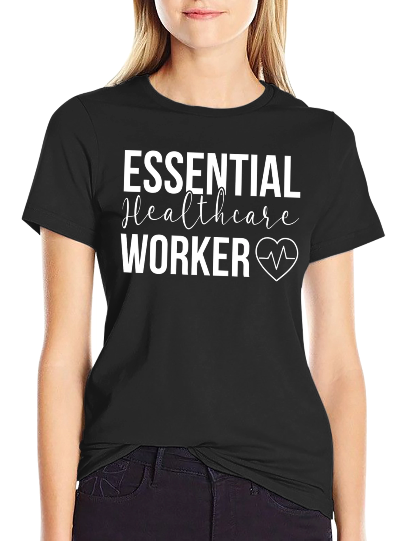 Essential Healthcare Worker Graphic Tee - Black