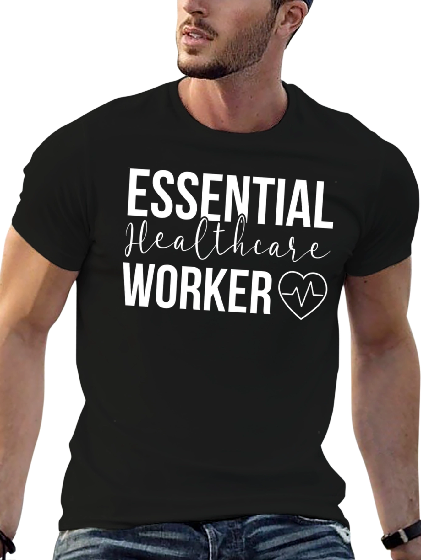 Essential Healthcare Worker Graphic Tee - Black