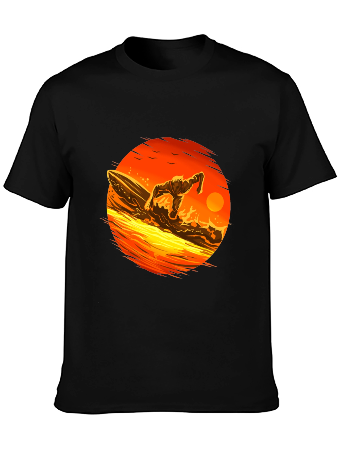 Sunset Surfer Graphic Black T-Shirt