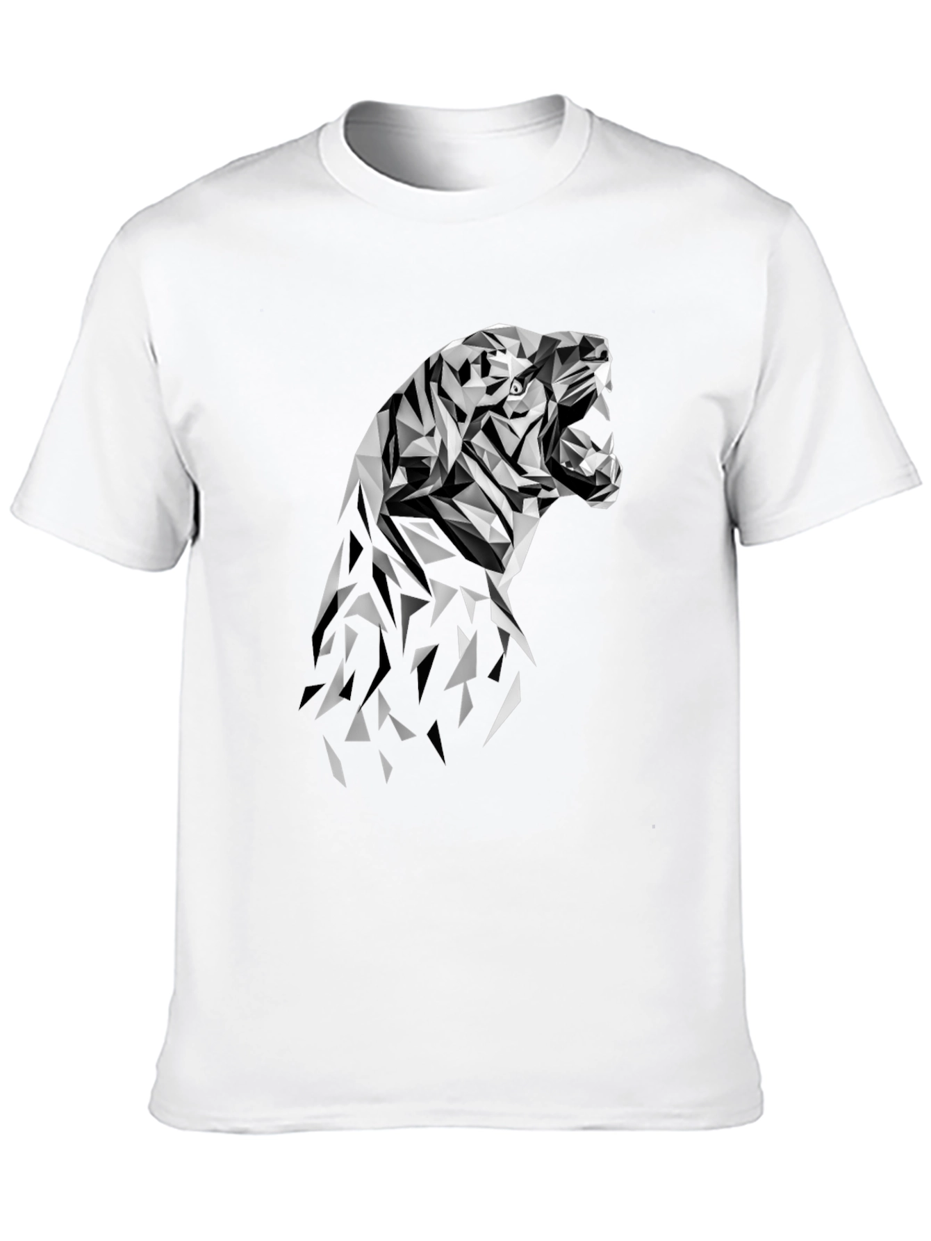 Geometric Tiger Graphic Tee - Modern Black T-Shirt
