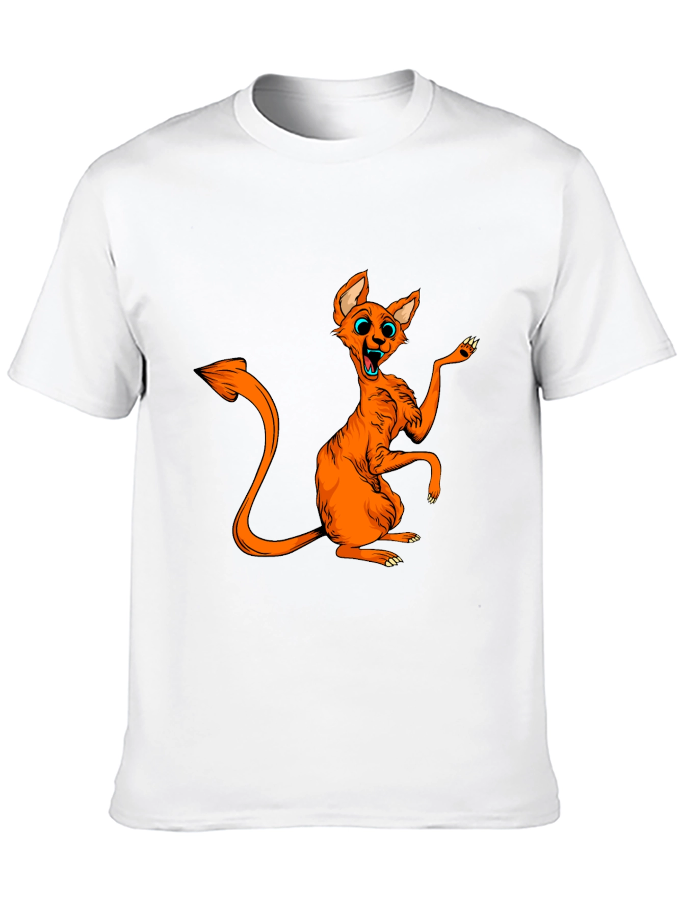 Orange Cartoon Cat Graphic Tee - Quirky Fun!