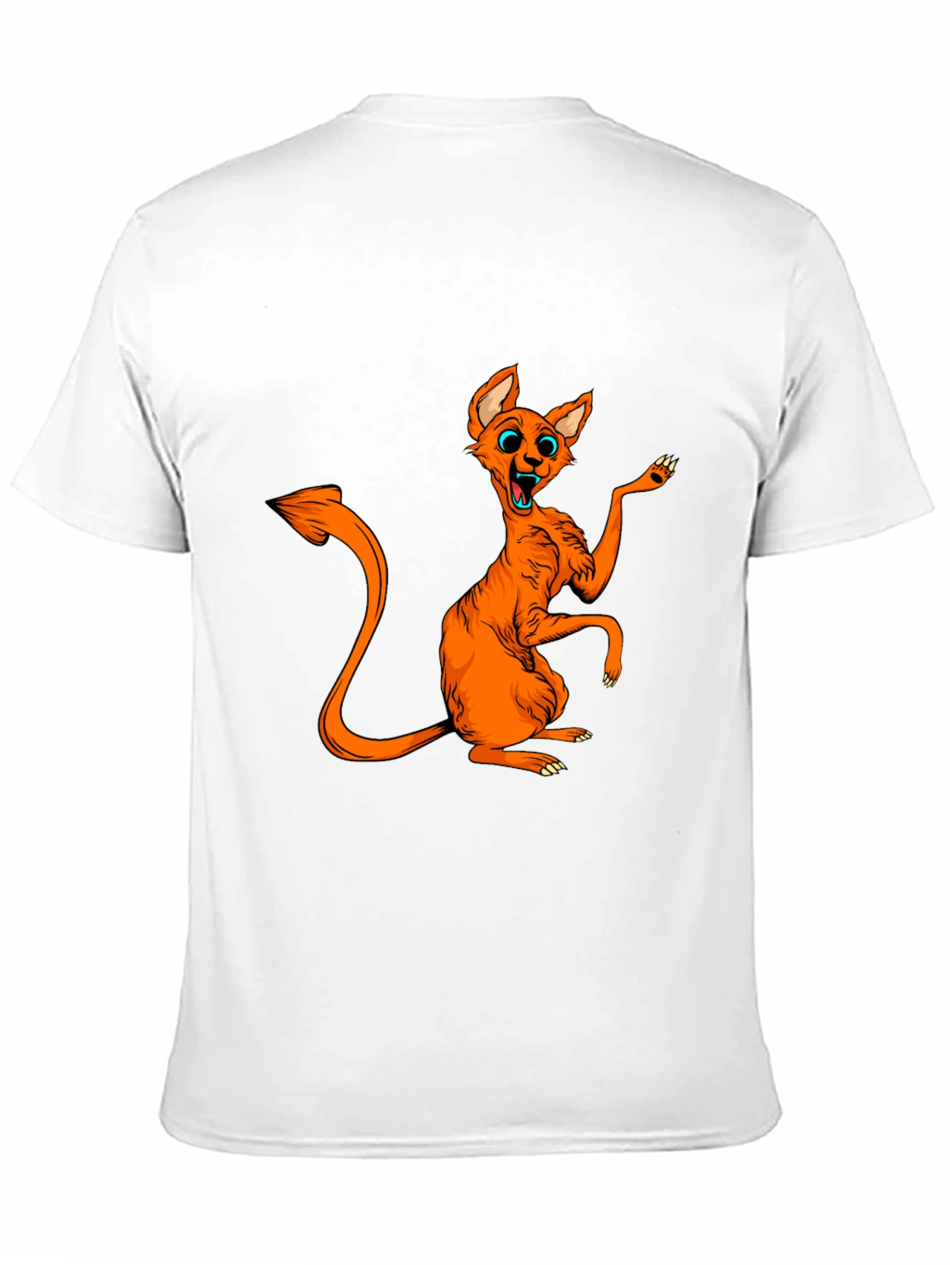 Orange Cartoon Cat Graphic Tee - Quirky Fun!
