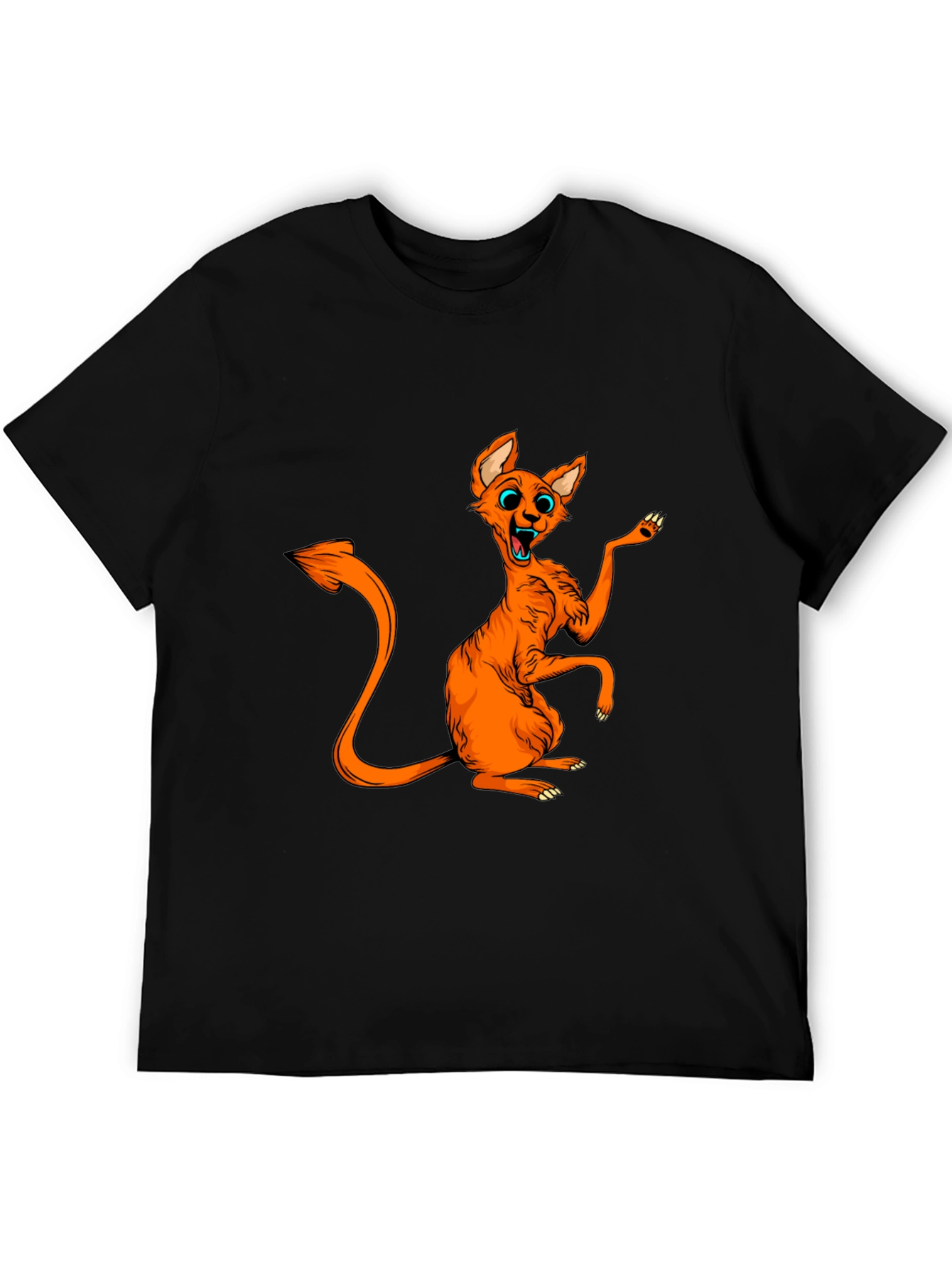 Orange Cartoon Cat Graphic Tee - Quirky Fun!
