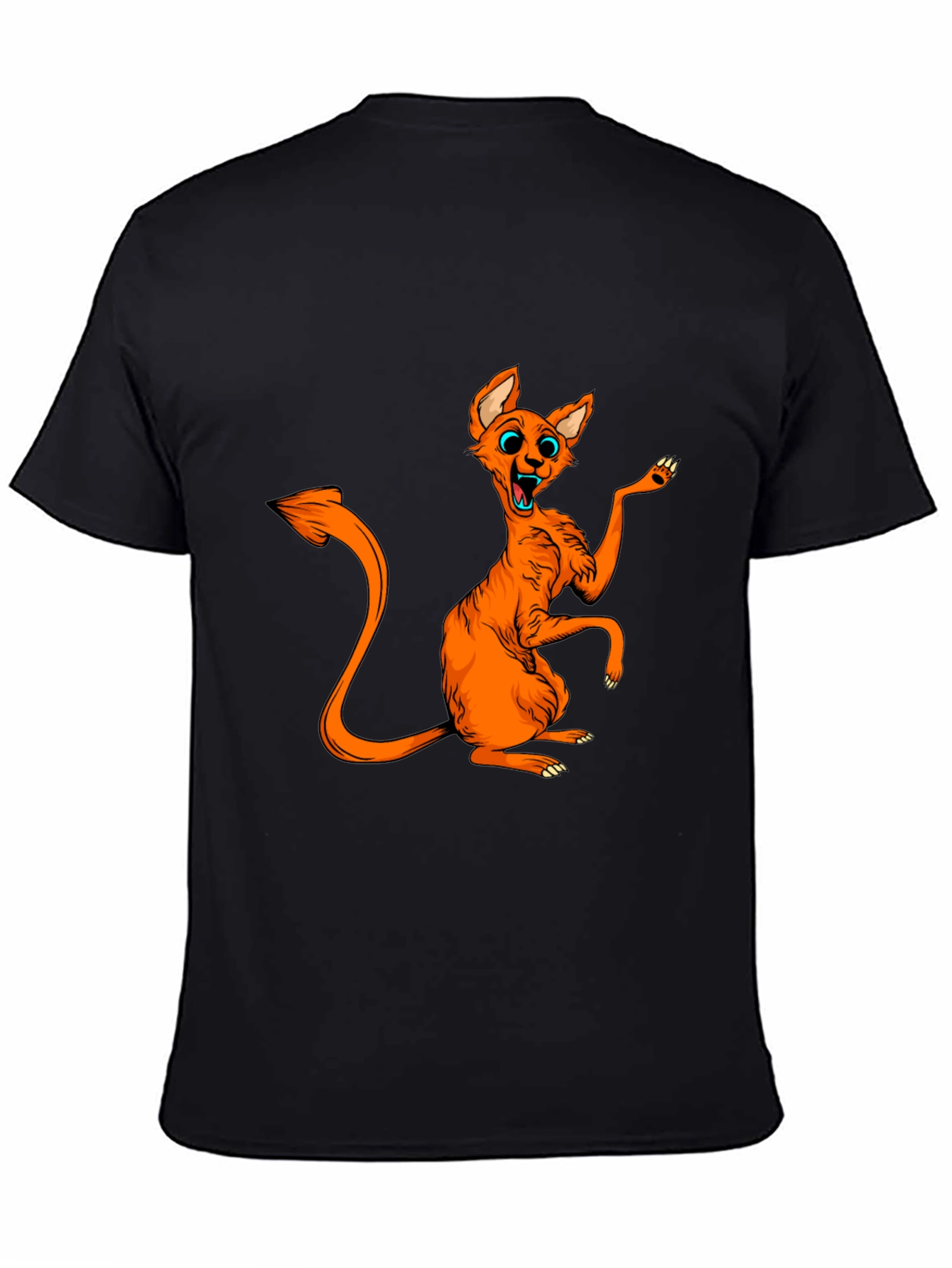 Orange Cartoon Cat Graphic Tee - Quirky Fun!