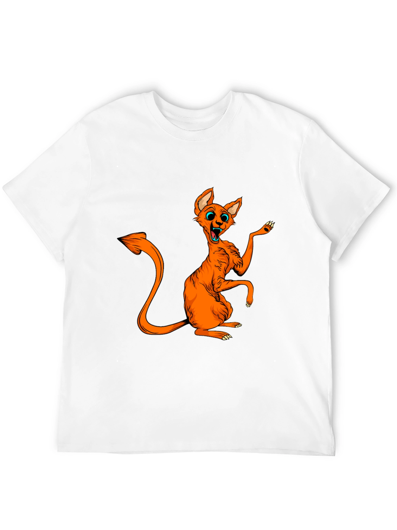 Orange Cartoon Cat Graphic Tee - Quirky Fun!
