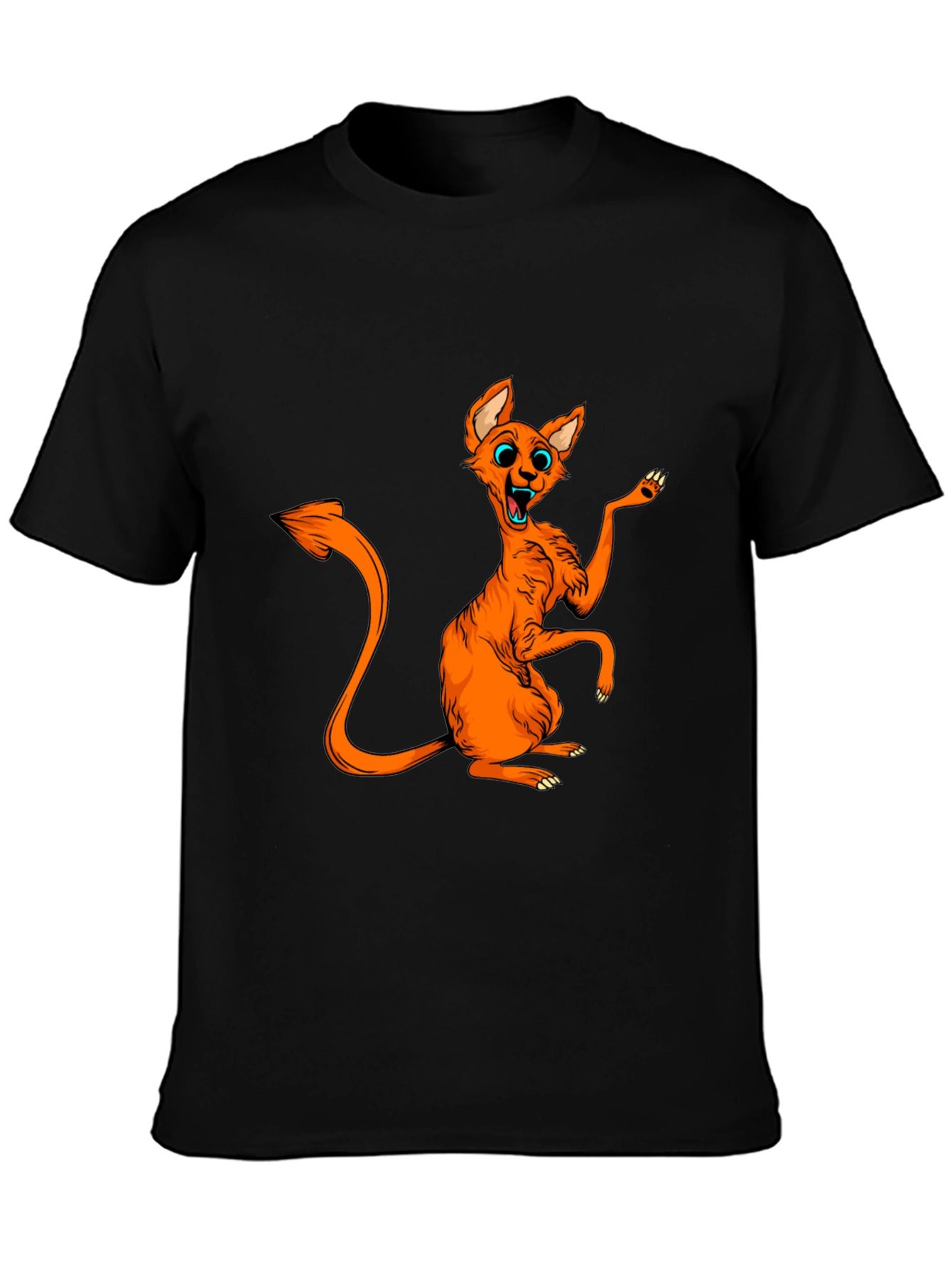Orange Cartoon Cat Graphic Tee - Quirky Fun!