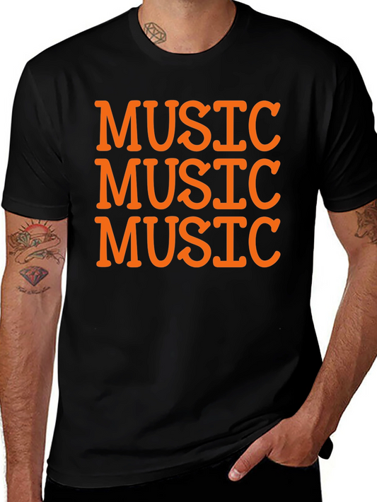 Music Lover Black T-Shirt - Repeated Text Design