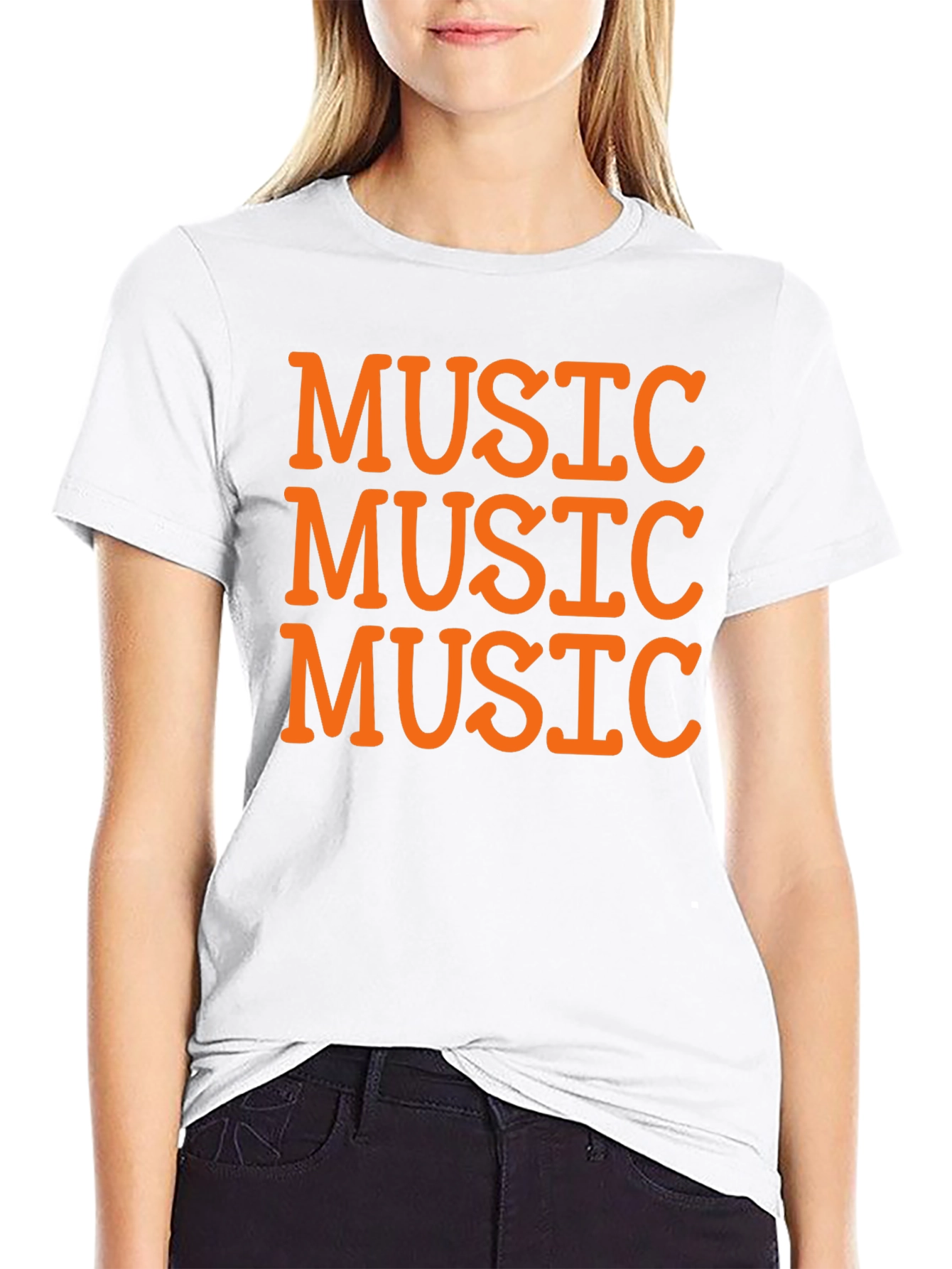 Music Lover Black T-Shirt - Repeated Text Design