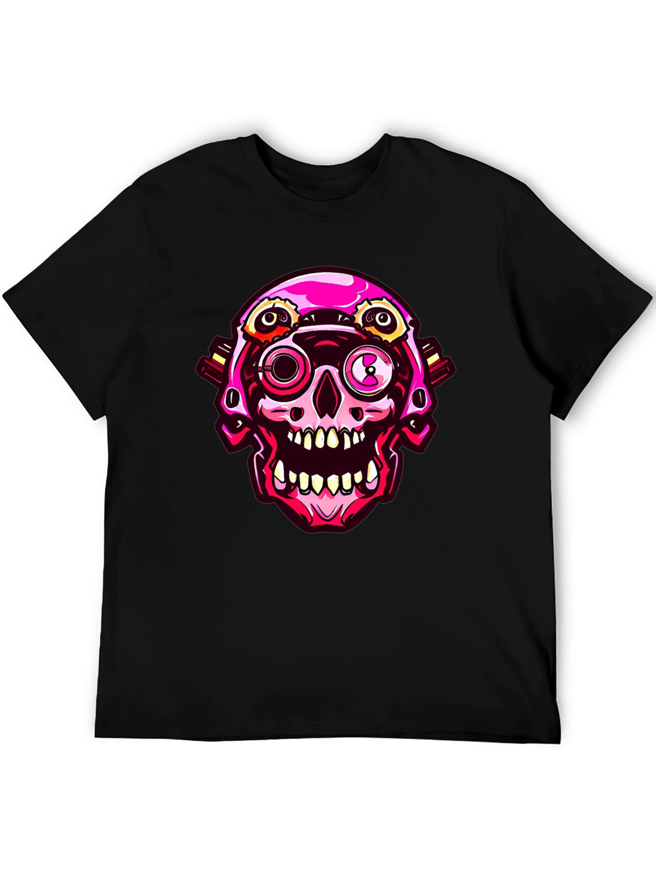 Cyberpunk Skull Graphic Tee - Cool Futuristic Design