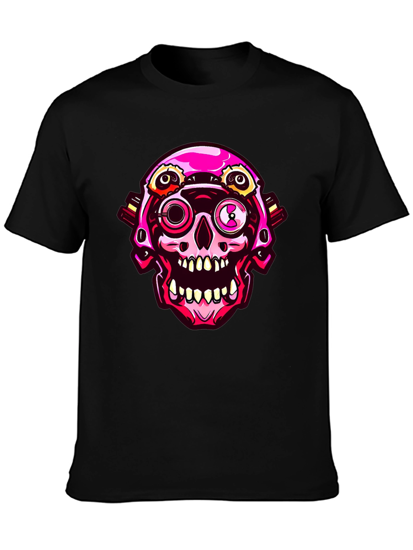 Cyberpunk Skull Graphic Tee - Cool Futuristic Design