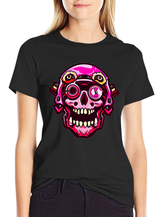 Cyberpunk Skull Graphic Tee - Cool Futuristic Design